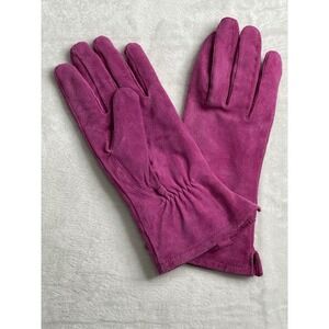 Womens Pink/Purple Leather Pigskin Polyester Lined Driving Gloves Sz M/L Soft